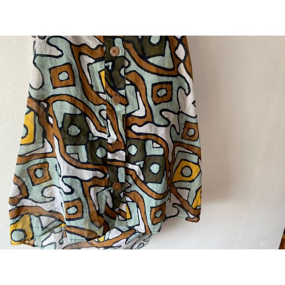 Diane‎ Von Furstenberger Halter Top SZ 8 100% Cotton Abstract Art Deco - Picture 4 of 9